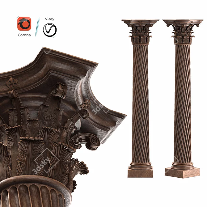  3Dmax Roman Column Sculpture 3D model image 6