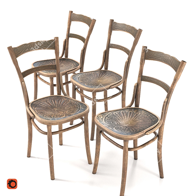 Vintage Vienna Chairs: Jacob & Josef Kohn 3D model image 1