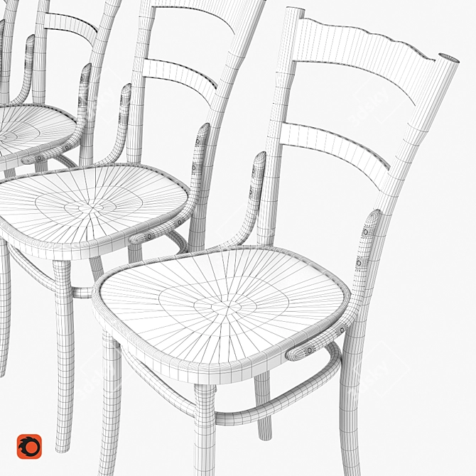 Vintage Vienna Chairs: Jacob & Josef Kohn 3D model image 3