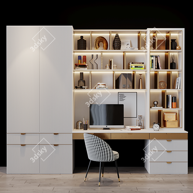 Modern Workplace Zone with Eichholtz Cooper Dining Chair 3D model image 1