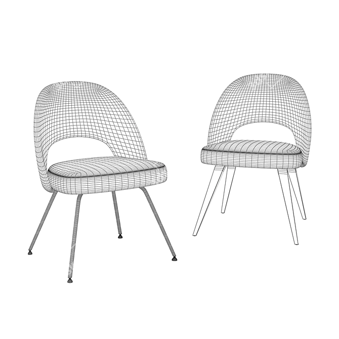 Sculptural Saarinen Armless Chair 3D model image 2