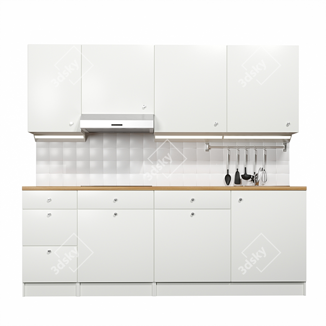 Modern White IKEA Kitchen Set 3D model image 3