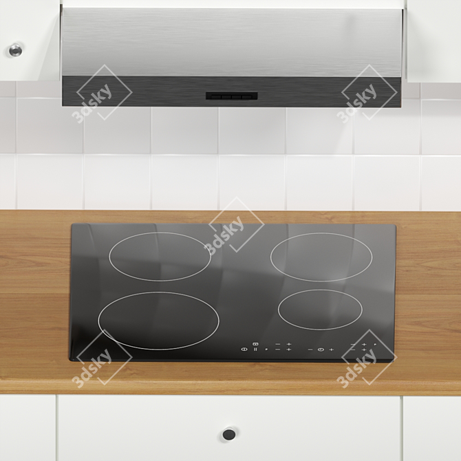 Modern White IKEA Kitchen Set 3D model image 4