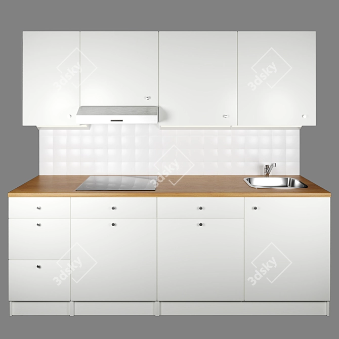 Modern White IKEA Kitchen Set 3D model image 9