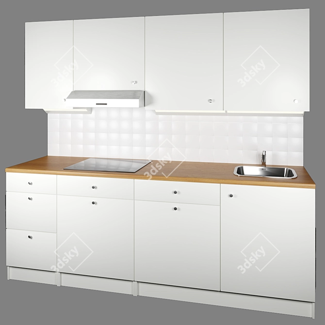 Modern White IKEA Kitchen Set 3D model image 10