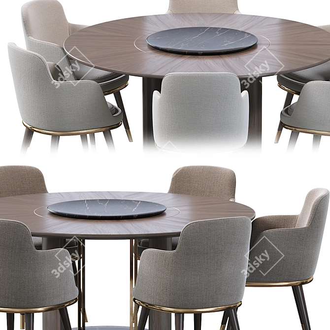 Elegant Sendai Round Dining Set 3D model image 3