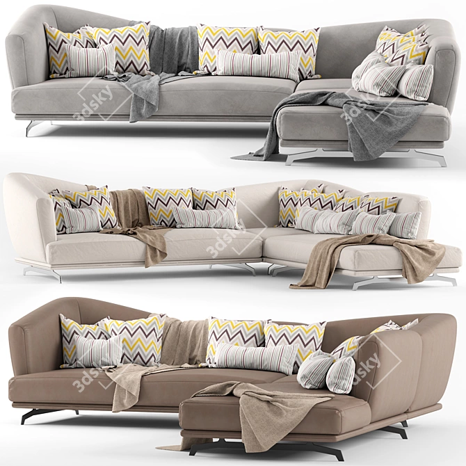 Elegant Lennox Soft Sofa 3D model image 1