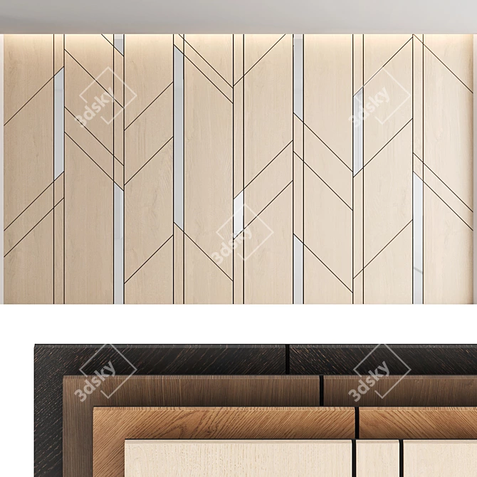 Title: Elegant Woodgrain Decorative Wall Panel Set 3D model image 1