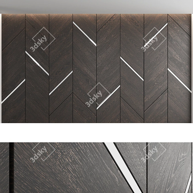 Title: Elegant Woodgrain Decorative Wall Panel Set 3D model image 2