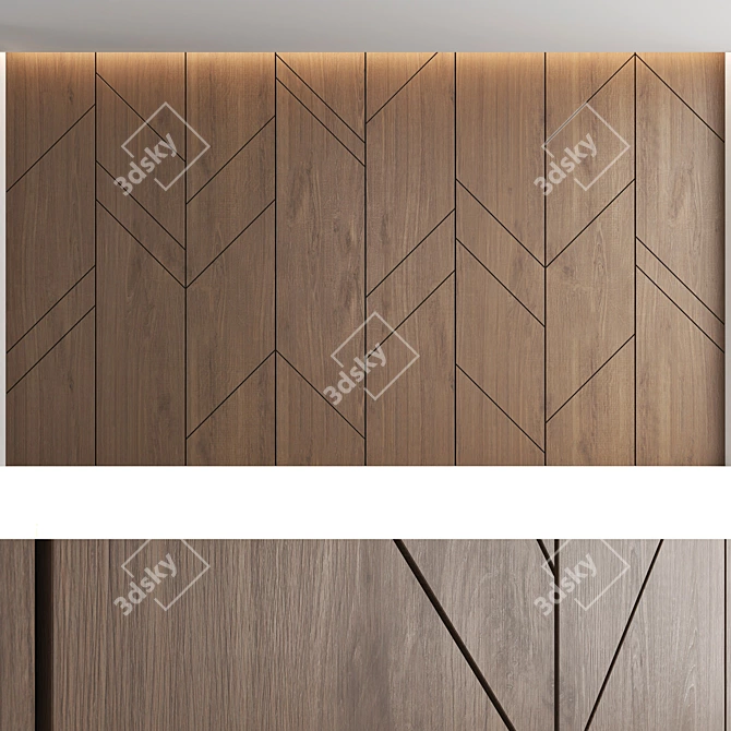 Title: Elegant Woodgrain Decorative Wall Panel Set 3D model image 3