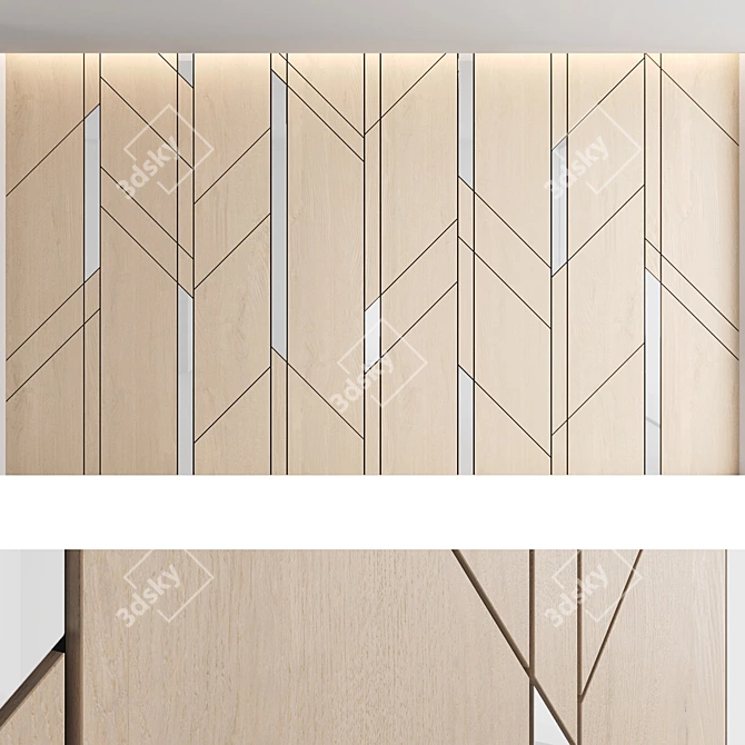 Title: Elegant Woodgrain Decorative Wall Panel Set 3D model image 5