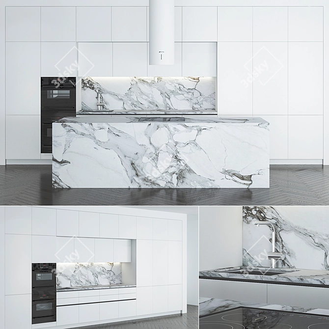 Modern Kitchen 3D Model 3D model image 3