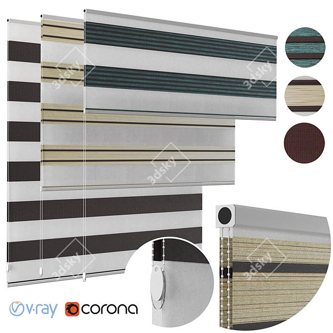 Customizable Zebra Print Curtain 3D model image 1