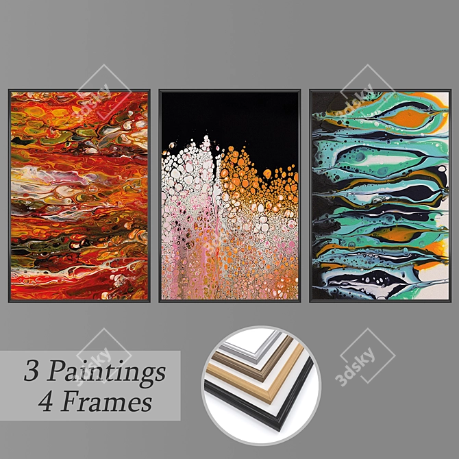 Elegant Wall Art Set with Various Frame Options 3D model image 1