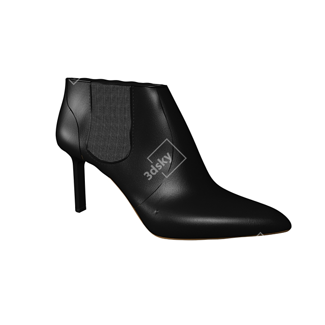 Elegant Heeled Ankle Boots 3D model image 2