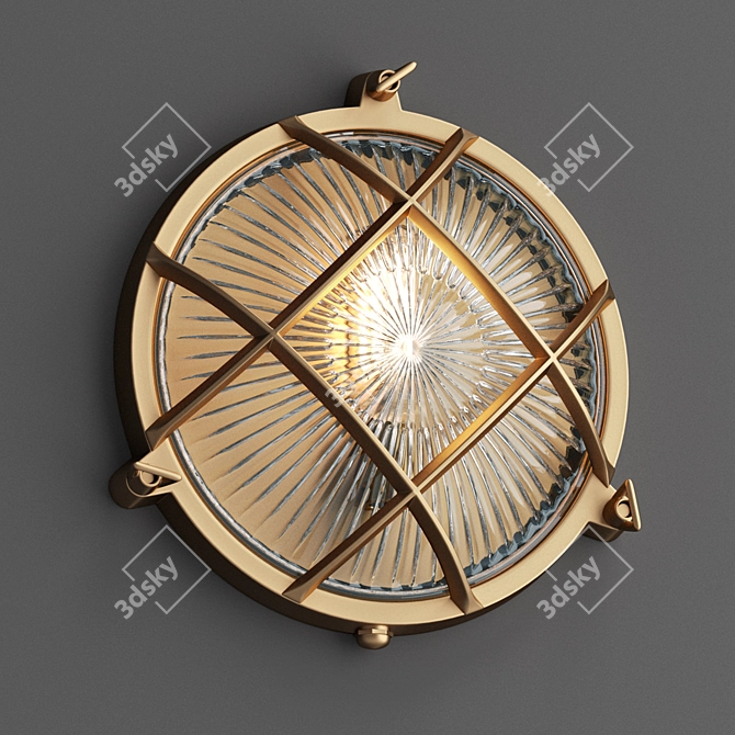 Brass Bunker Round Wall Light 3D model image 1