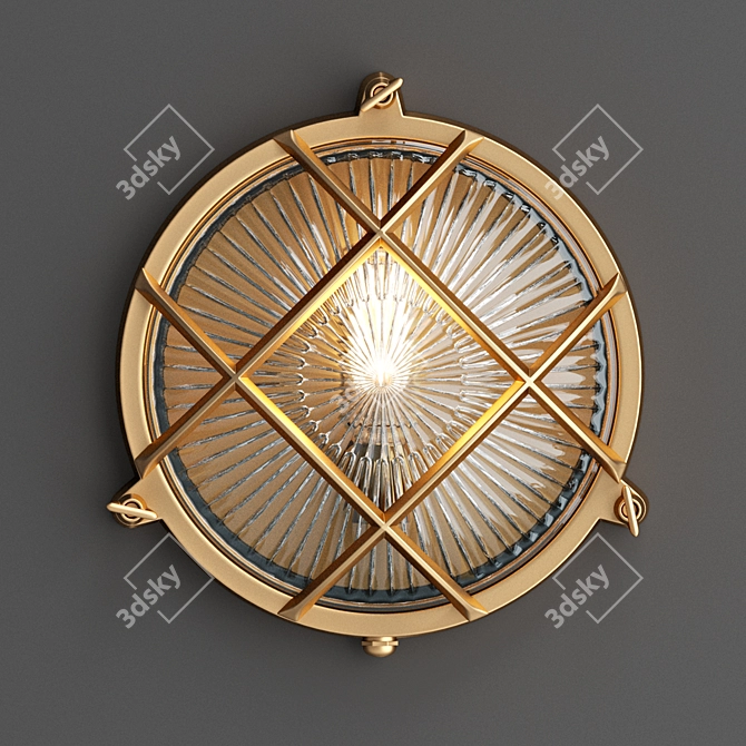 Brass Bunker Round Wall Light 3D model image 2