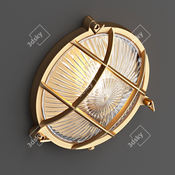 Brass Bunker Round Wall Light 3D model image 4