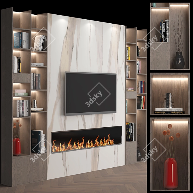  Modern TV Wall Unit 02 3D model image 2