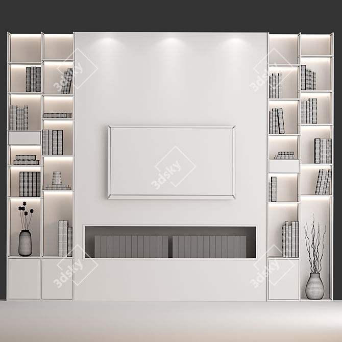  Modern TV Wall Unit 02 3D model image 3