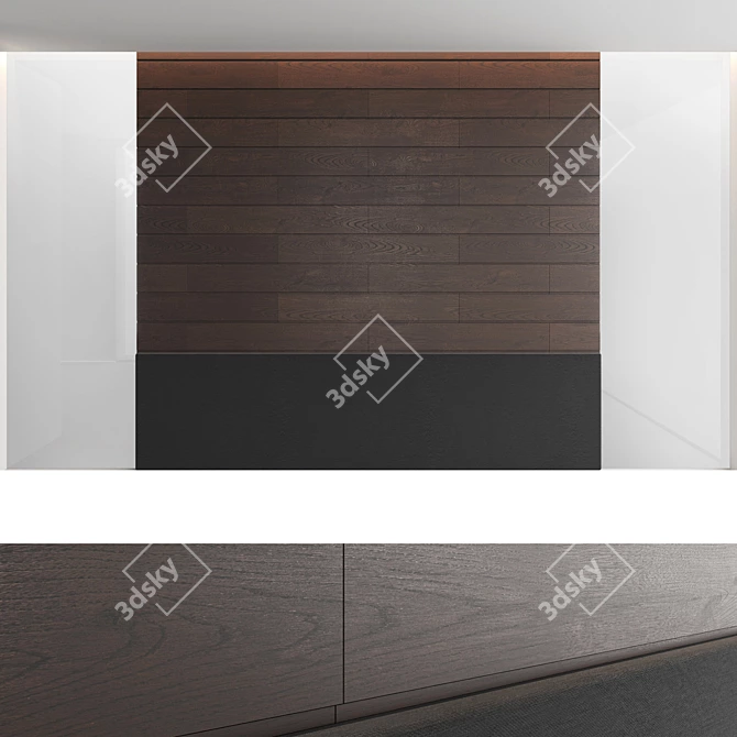 Seamless Wood Textured Decorative Wall Panel Set 3D model image 2