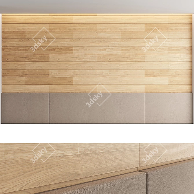 Seamless Wood Textured Decorative Wall Panel Set 3D model image 3