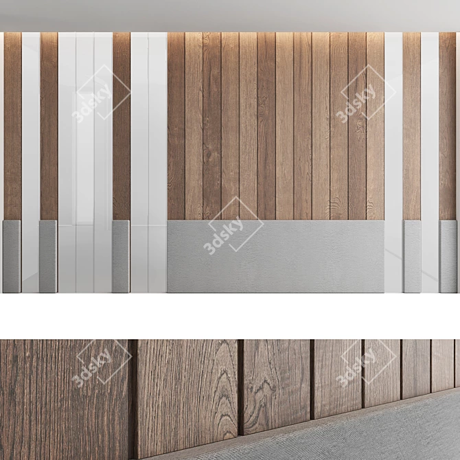 Seamless Wood Textured Decorative Wall Panel Set 3D model image 4