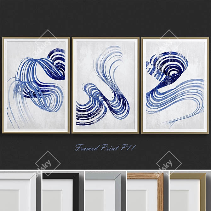 Scandinavian Abstract Framed Print Set 3D model image 1