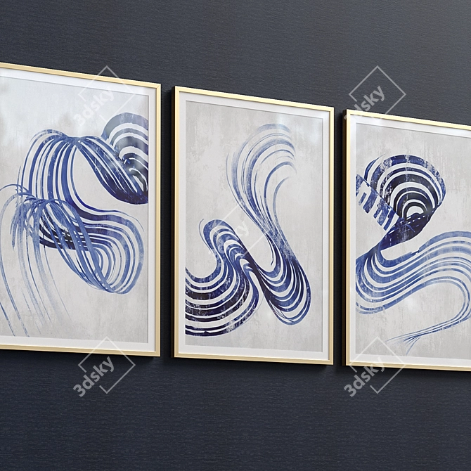 Scandinavian Abstract Framed Print Set 3D model image 2