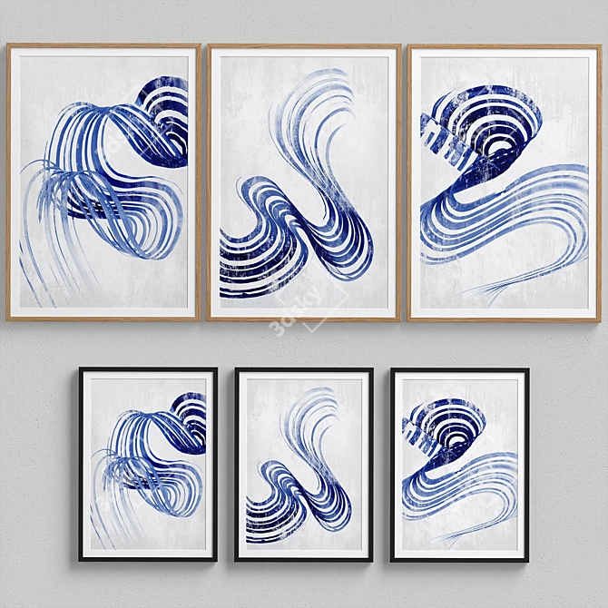 Scandinavian Abstract Framed Print Set 3D model image 3