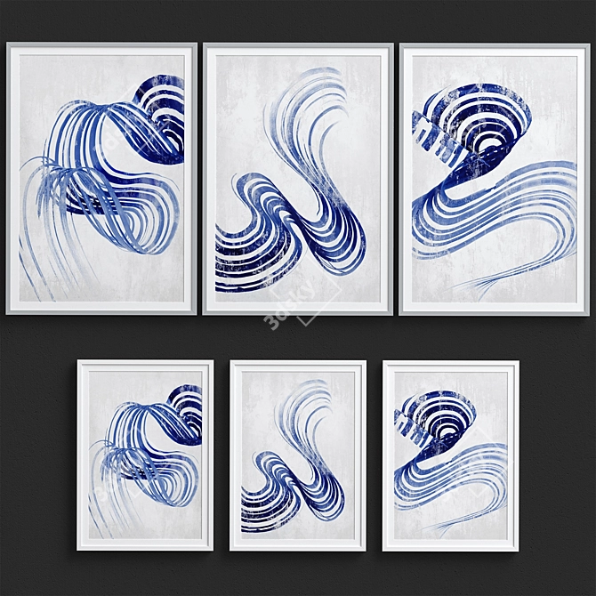 Scandinavian Abstract Framed Print Set 3D model image 4