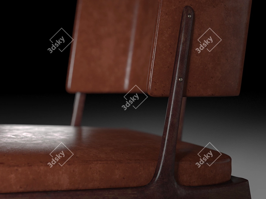 Sleek Wood & Leather Chair 3D model image 3