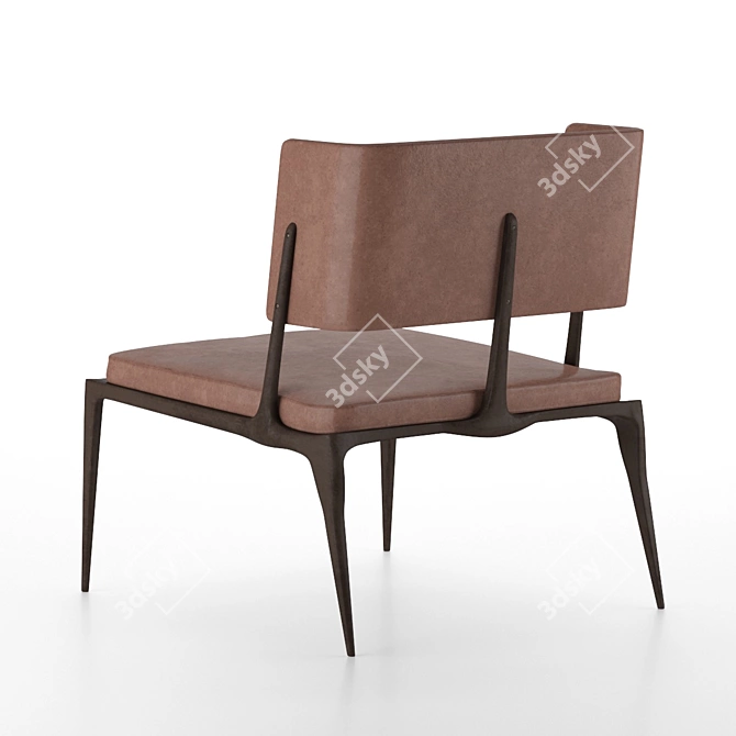 Sleek Wood & Leather Chair 3D model image 6