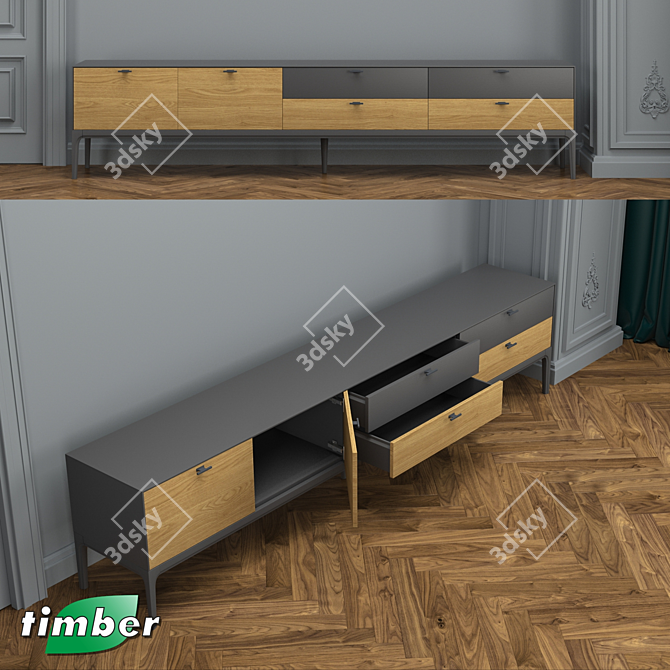 Modern Modena TV Cabinet: Sleek Design, Spacious & Stylish 3D model image 3