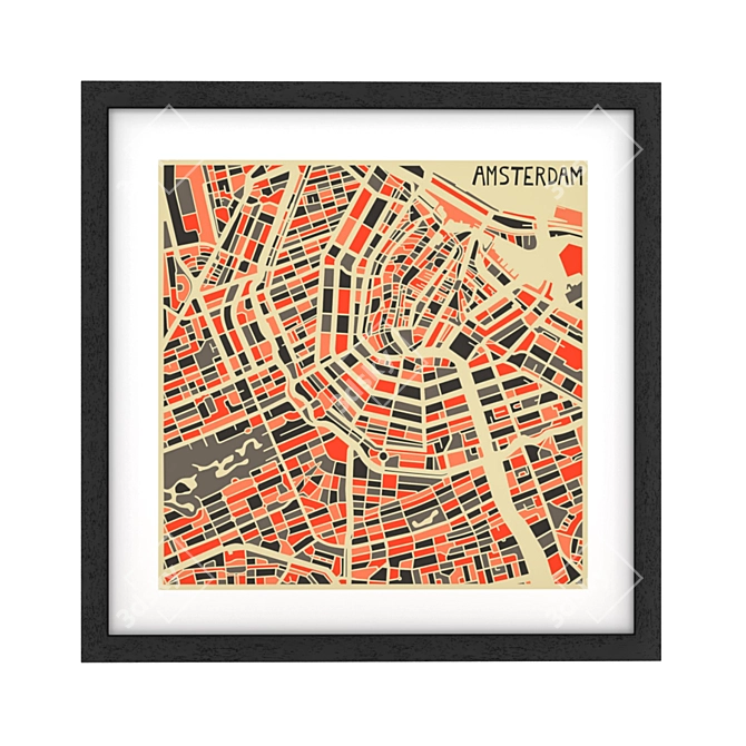 Urban Explorer Framed Map Art 3D model image 1