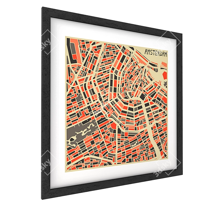 Urban Explorer Framed Map Art 3D model image 2