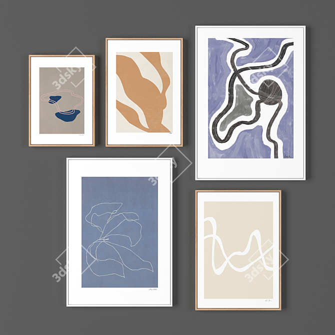 5-Piece Frame Collection: Various Sizes & Textures 3D model image 1