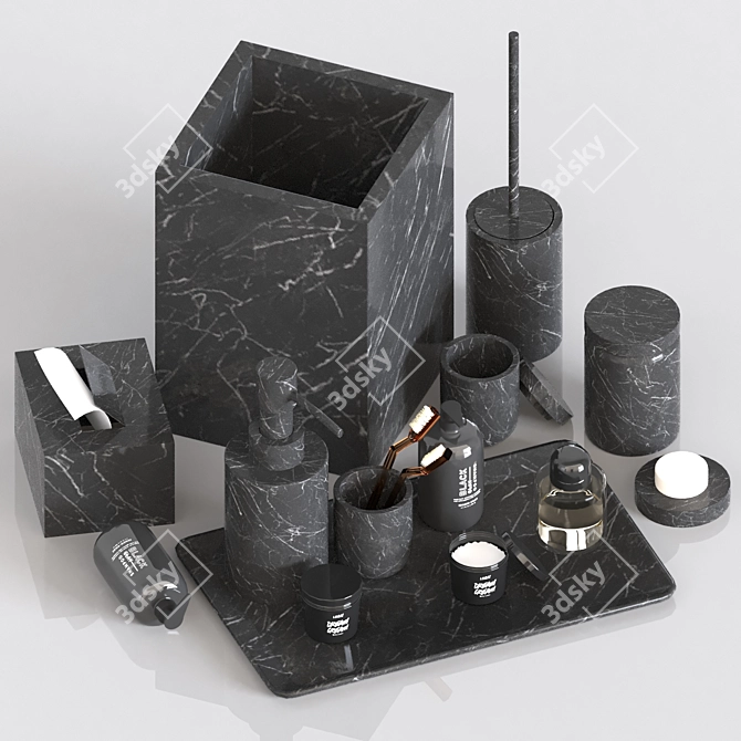 Marble Stone Bathroom Set 3D model image 1