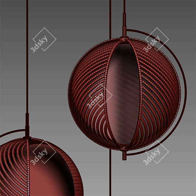 Elegant Black Pendant Lamp - PLUTO 3D model image 3