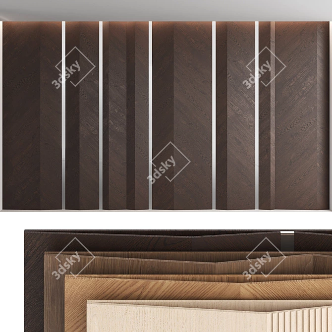 Title: Decorative Wood Wall Panel Set 3D model image 1