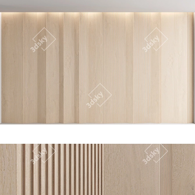 Title: Decorative Wood Wall Panel Set 3D model image 2