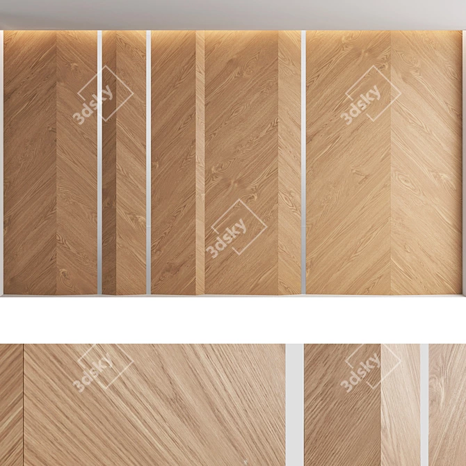 Title: Decorative Wood Wall Panel Set 3D model image 3