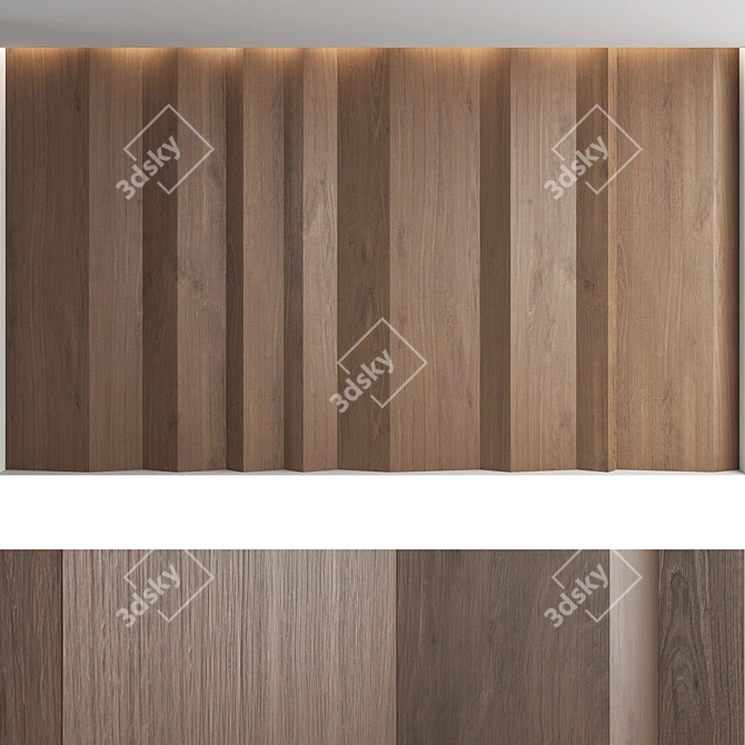 Title: Decorative Wood Wall Panel Set 3D model image 4