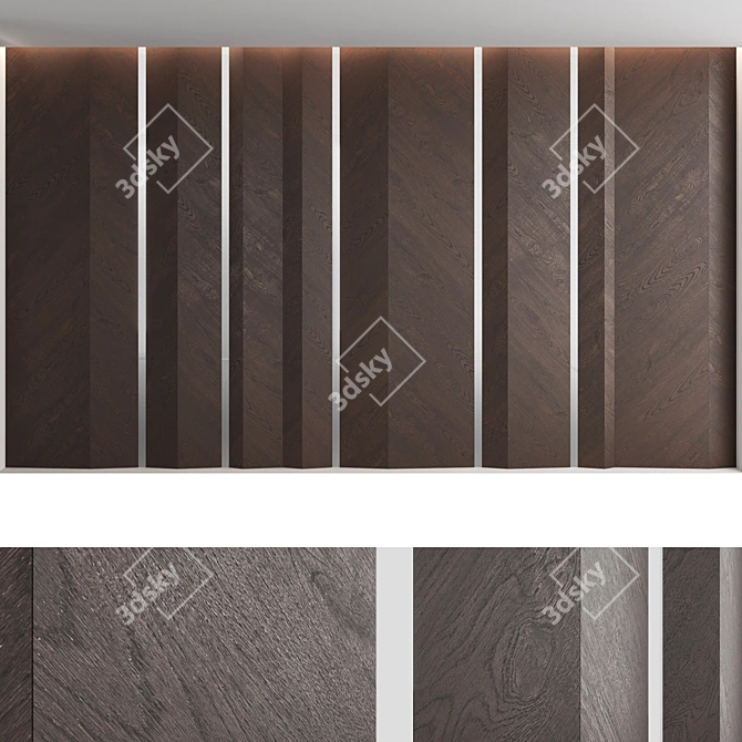 Title: Decorative Wood Wall Panel Set 3D model image 5