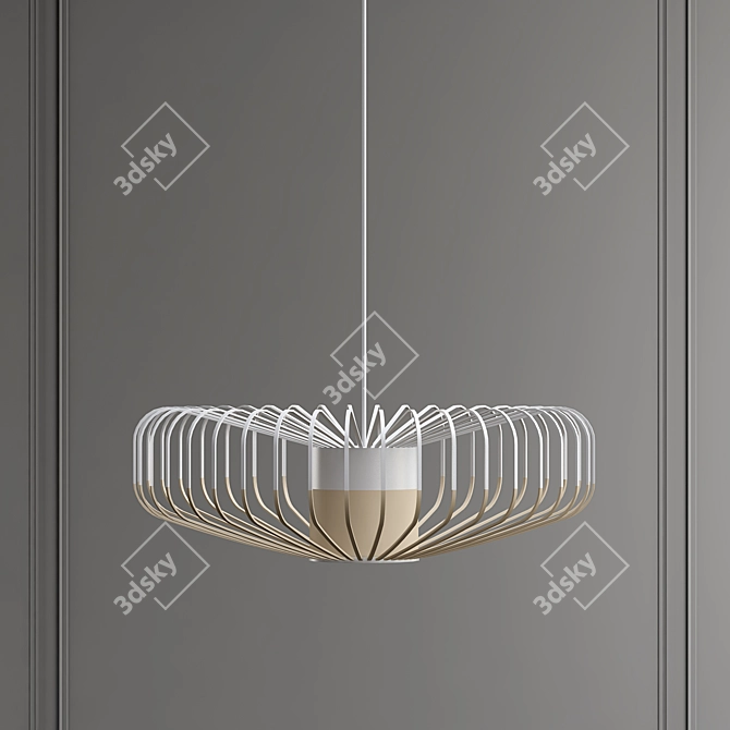 Elegant Bamboo Pendant Light 3D model image 2