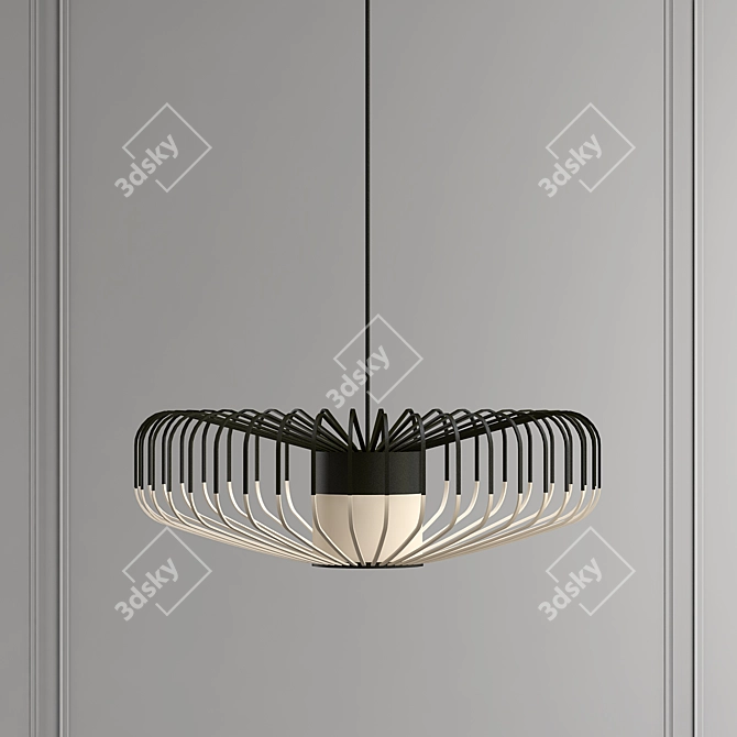 Elegant Bamboo Pendant Light 3D model image 3