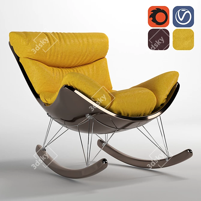 Luxury Leather Armchair - Yellow&Brown 3D model image 1