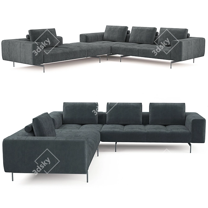 Modern Amsterdam Corner Sofa 3D model image 1