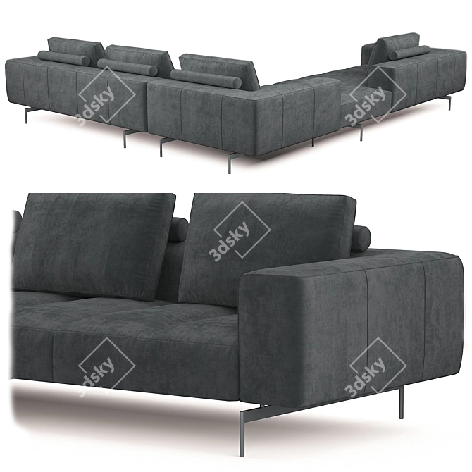 Modern Amsterdam Corner Sofa 3D model image 2