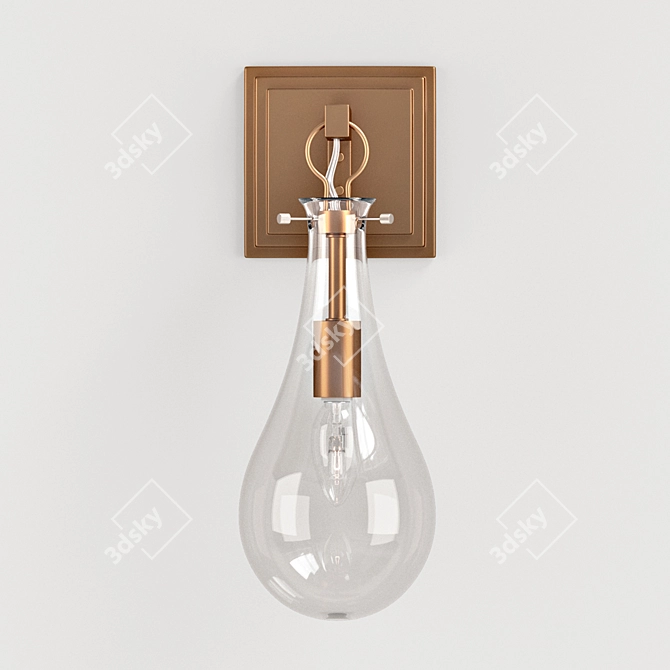 Antique Brass-Plated Glass Drop Pendant 3D model image 2